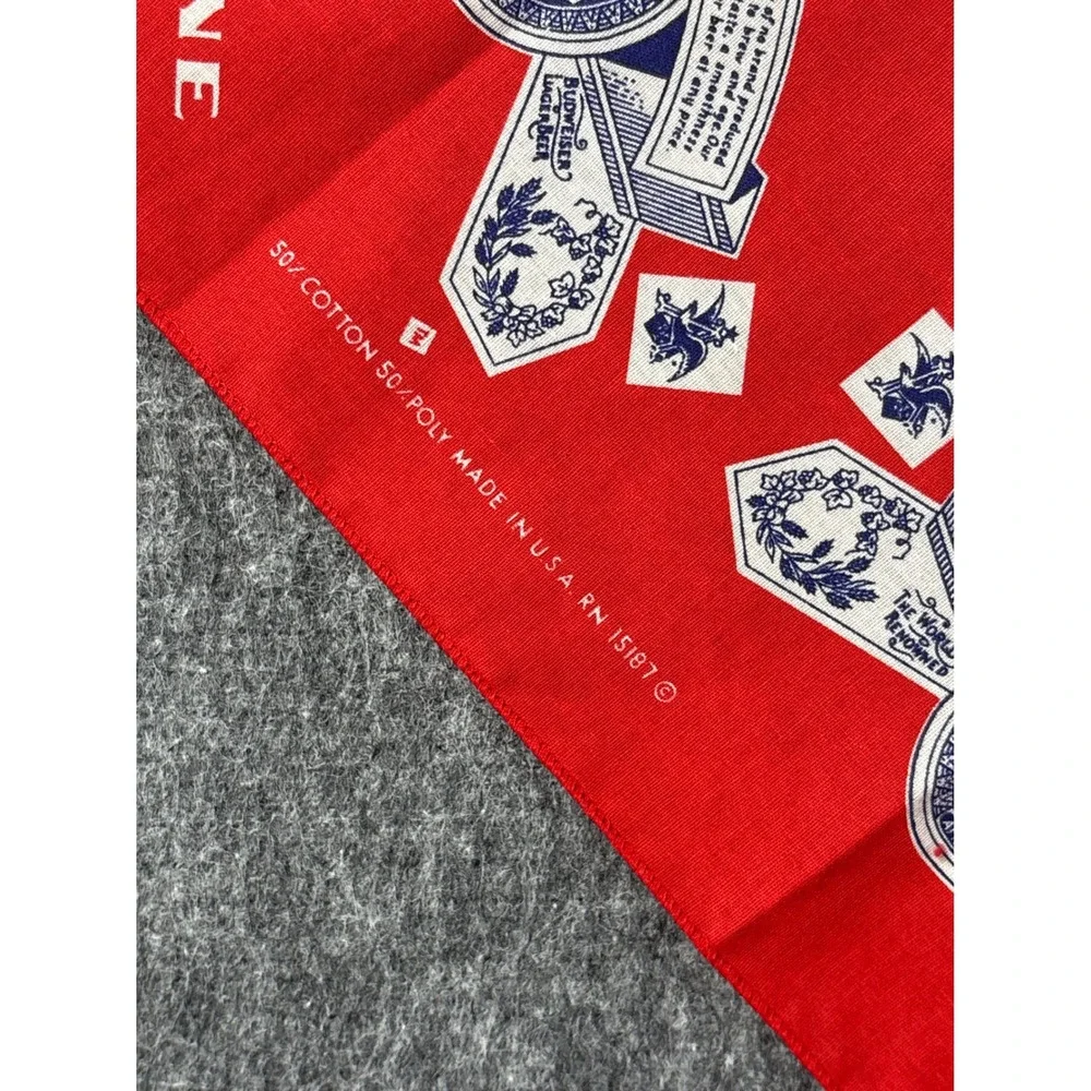 Vintage Budweiser King of Beers Red White Blue Bandana Made in USA 21x21 - 15187